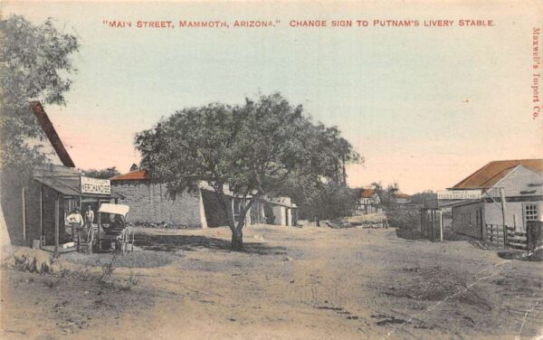 Mammoth Arizona Main Street Putnam Livery Stable Vintage Postcard AA95266