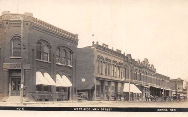 Hooper Nebraska Main Street Dodge County Bank Real Photo Postcard AA95270