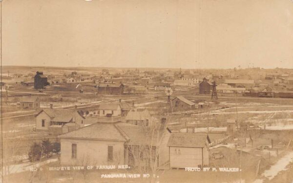 Farnam Nebraska Birds Eye View Real Photo Vintage Postcard AA95275