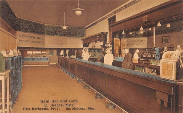 Juarez Mexico Gem Bar and Cafe Interior Vintage Postcard AA95286