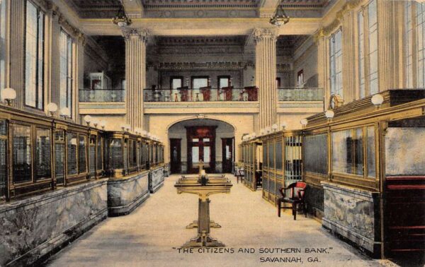 Savannah Georgia Citizens Southern Bank Interior Vintage Postcard AA95287