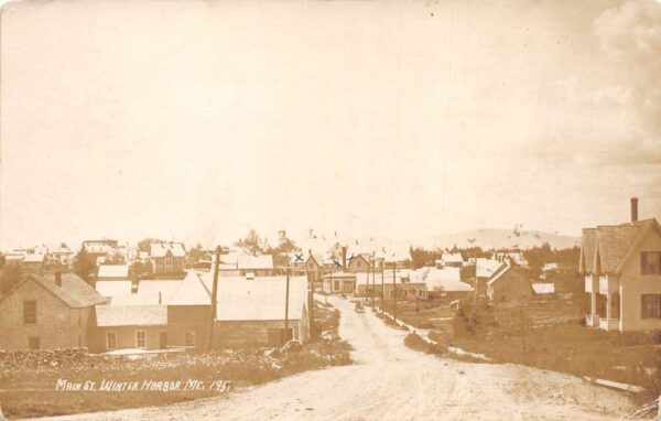 Winter Harbor Maine Main Street Real Photo Vintage Postcard AA95293