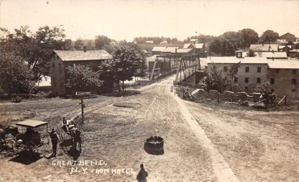 Great Bend New York Bridge and Street View from Hotel Real Photo PC AA95300