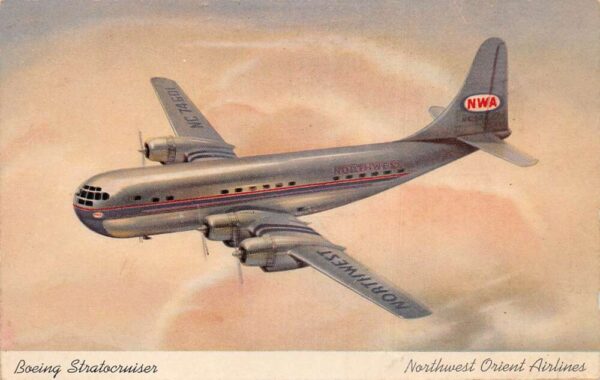 Northwest Orient Airlines Boeing Stratocruiser Airplane Postcard AA95307