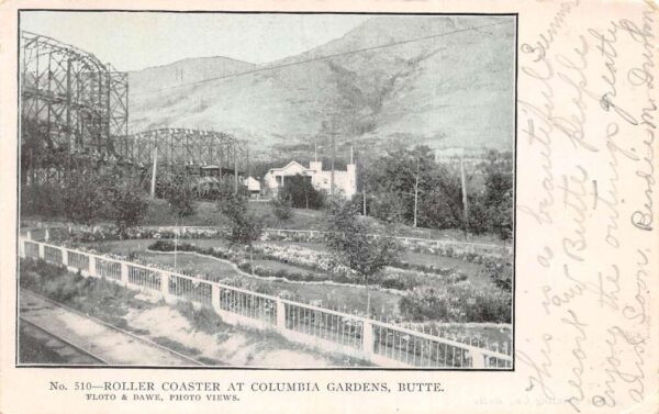 Butte Montana Columbia Gardens Roller Coaster Vintage Postcard AA95309