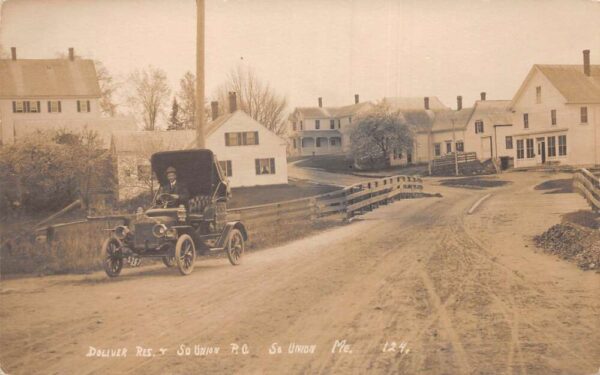 South Union Maine Doliver Home Post Office Automobile Car Real Photo PC AA95313