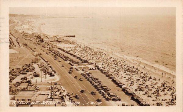 Santa Monica California Beach and Highway Birds Eye View Real Photo PC AA95316