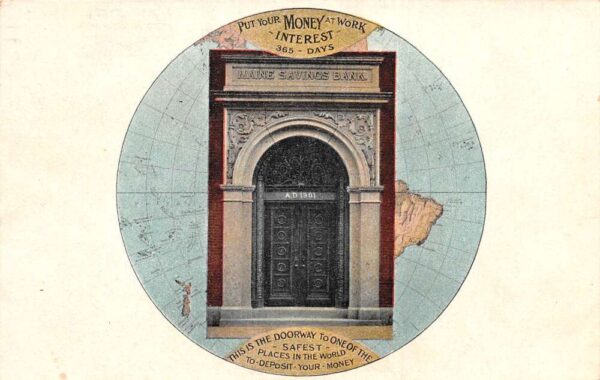 Portland Maine Savings Bank Doorway Entrance Vintage Postcard AA95317