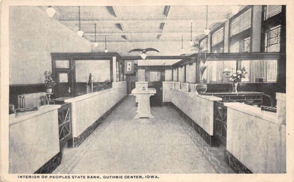 Guthrie Center Iowa Peoples State Bank Interior Vintage Postcard AA95319