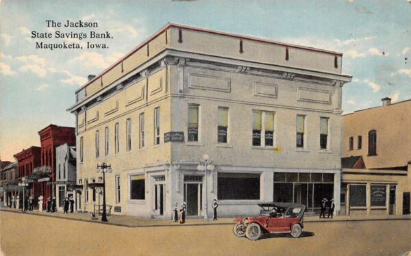 Maquoketa Iowa Jackson State Savings Bank Vintage Postcard AA95320