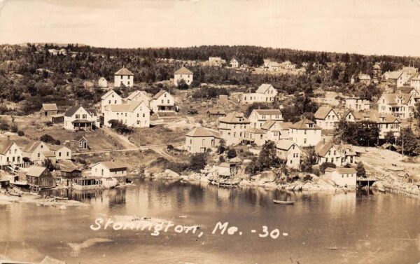 Stonington Maine Birds Eye View Real Photo Vintage Postcard AA95322