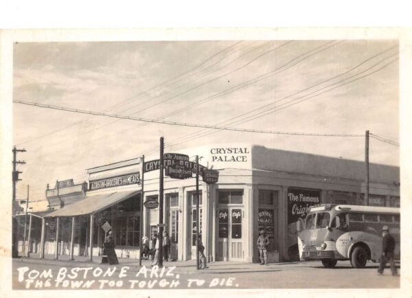 Tombstone Arizona Crystal Palace Cafe Budweiser Beer Sign Real Photo PC AA95338