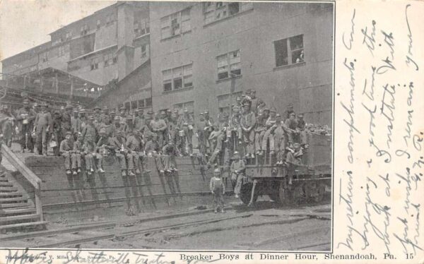 Shenandoah Pennsylvania Breaker Boys at Dinner Hour Vintage Postcard AA95349