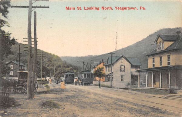 Yaegertown Pennsylvania Main Street Looking North Trolley Postcard AA95359