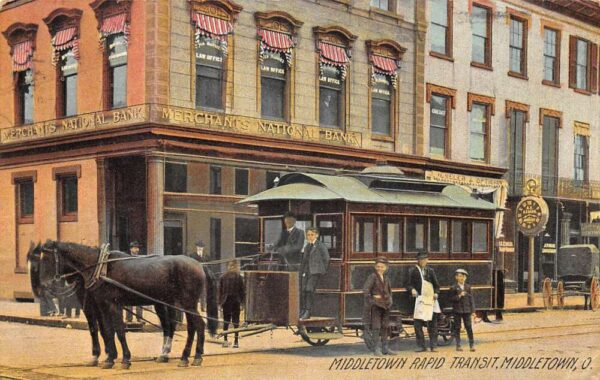 Middletown Ohio Rapid Transit Horse Trolley Vintage Postcard AA95360