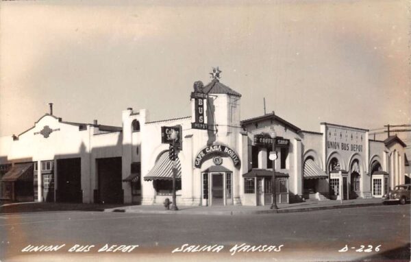 Salina Kansas Union Bus Depot Cafe Casa Bonita Real Photo Postcard AA95365