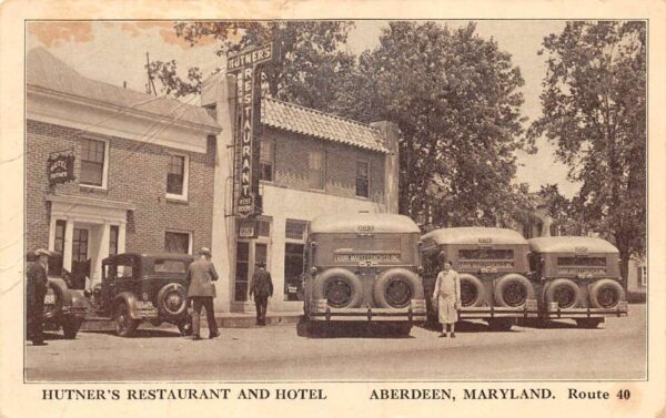 Aberdeen Maryland Hutner's Restaurant and Hotel Buses Vintage Postcard AA95388