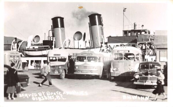 Gibsons Canada Buses at Steam Ship Wharf Dock Real Photo Postcard AA95424