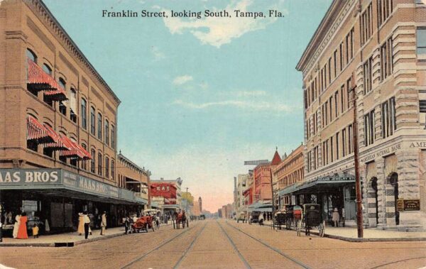 Tampa Florida Franklin Street Looking South Vintage Postcard AA95426