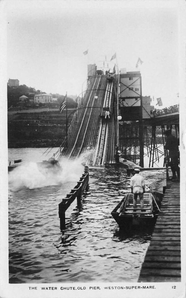 Weston Super Mare England The Water Chute Old Pier Real Photo Postcard AA96699