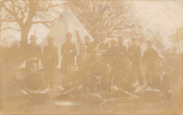 Military Soldiers at Camp Real Photo Vintage Postcard AA96701