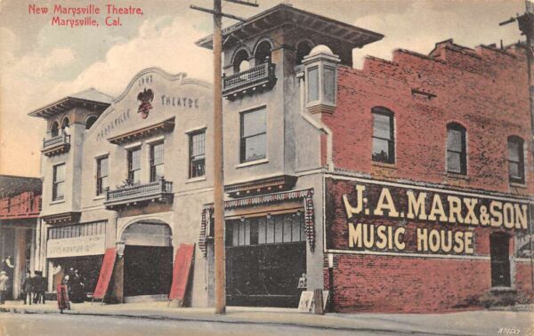 Marysville California New Marysville Theatre Marx Music House Postcard AA96729