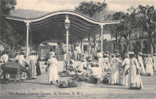 St Thomas DWI Virgin Islands Casimir Square Market Vintage Postcard AA96733