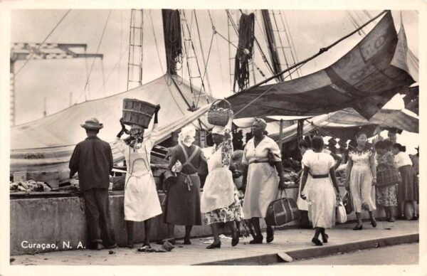 Curacao Netherlands Antilles Market Scene Real Photo Vintage Postcard AA96741