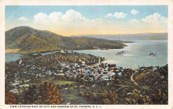 St Thomas AVI Virgin Islands Birds Eye View Looking East Postcard AA96742