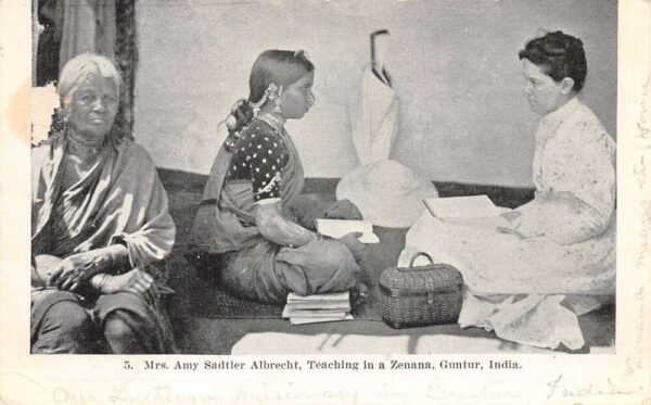 Guntur India Amy S Albrect Missionary Teaching in a Zenana Postcard AA96753