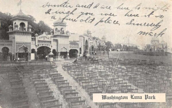 Alexandria Virginia Washington Luna Park Temple of Mystery Postcard AA96755