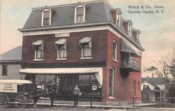 Oneida Castle New York Welch Grocery Store Horse Wagon Vintage Postcard AA96763