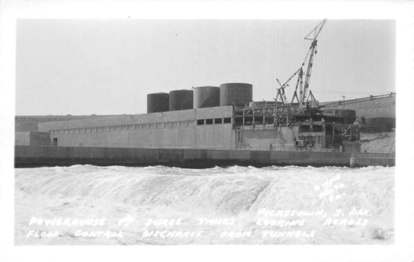 Pickstown South Dakota Dam Powerhouse Surge Tanks Real Photo Postcard AA96774