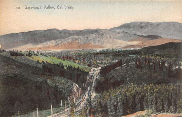 Garavanza Valley California Birds Eye View Railroad Vintage Postcard AA96786