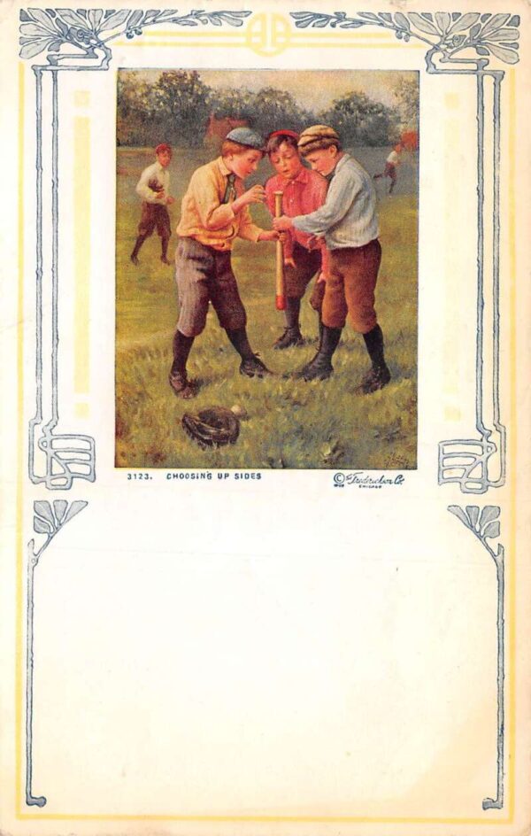 Children Baseball Scene Sports "Choosing Up Sides" Vintage Postcard AA96812