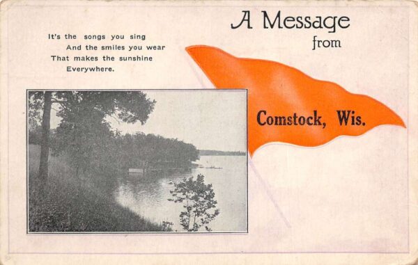 Comstock Wisconsin Greetings Scenic View and Poem Postcard AA96898