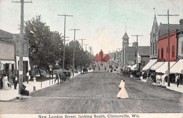 Clintonville Wisconsin New London Street Vintage Postcard AA96911