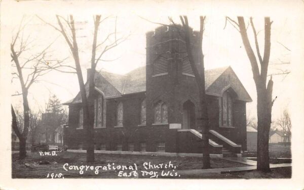 East Troy Wisconsin Congregational Church Real Photo Vintage Postcard AA96919