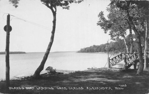 Alexandria Minnesota Lake Carlos Blake's Boat Landing Real Photo PC AA96925