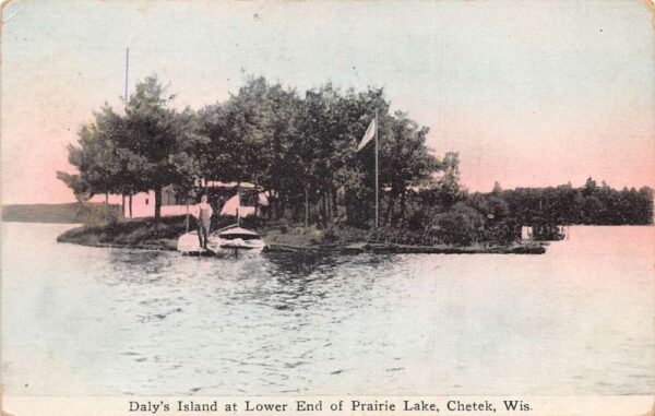 Chetek Wisconsin Prairie Lake Daly's Island Vintage Postcard AA96938