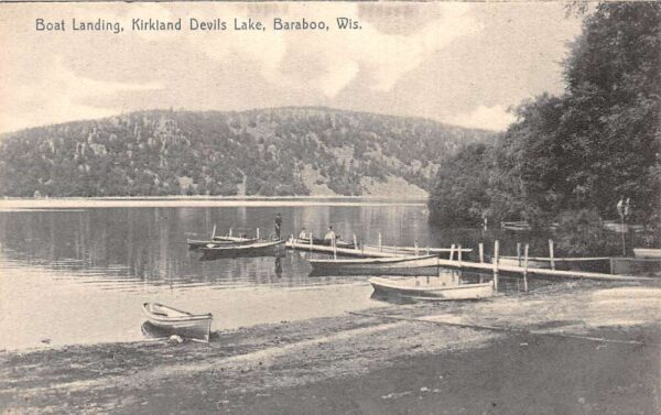 Baraboo Wisconsin Kirkland Devils Lake Boat Landing Vintage Postcard AA96945