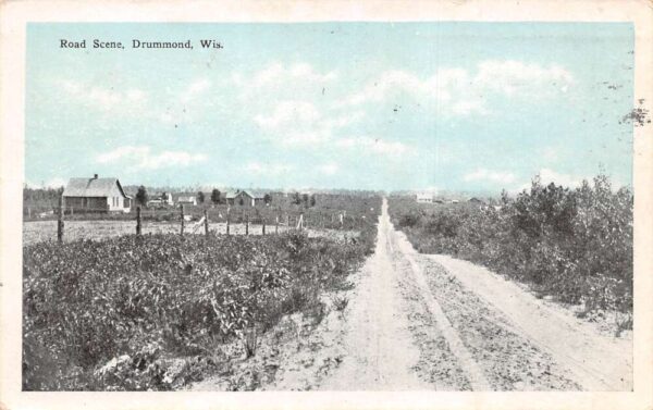 Drummond Wisconsin Road Scene Scenic View Vintage Postcard AA96947