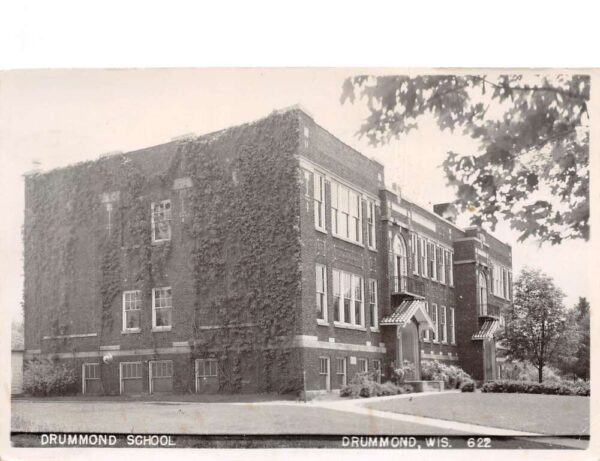 Drummond Wisconsin School Real Photo Vintage Postcard AA96948