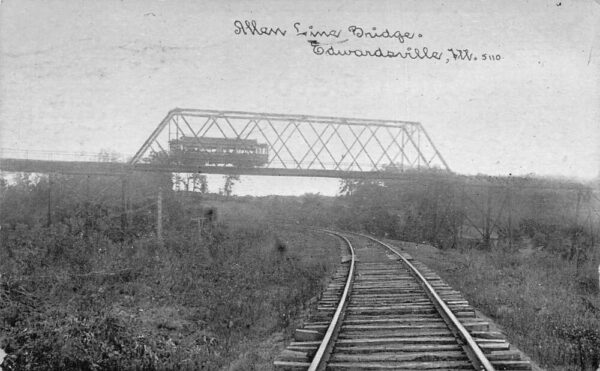 Edwardsville Wisconsin Allen Line Bridge Trolley Street Car Postcard AA96952