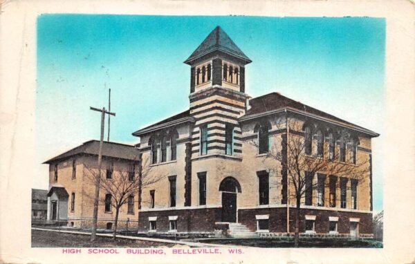 Belleville Wisconsin High School Vintage Postcard AA96971