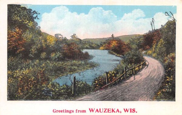 Wauzeka Wisconsin Greetings Road Scenic View Vintage Postcard AA96983