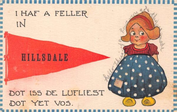 Hillsdale Wisconsin Greetings Dutch Girl Vintage Postcard AA96991