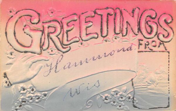 Hammond Wisconsin Greetings Large Letter Embossed Glitter Postcard AA96995