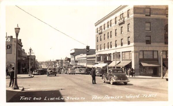 Port Angeles Washington First and Lincoln Streets Real Photo Postcard AA96996