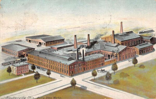 Steubenville Ohio Acme Glass Works Factory Vintage Postcard AA97014